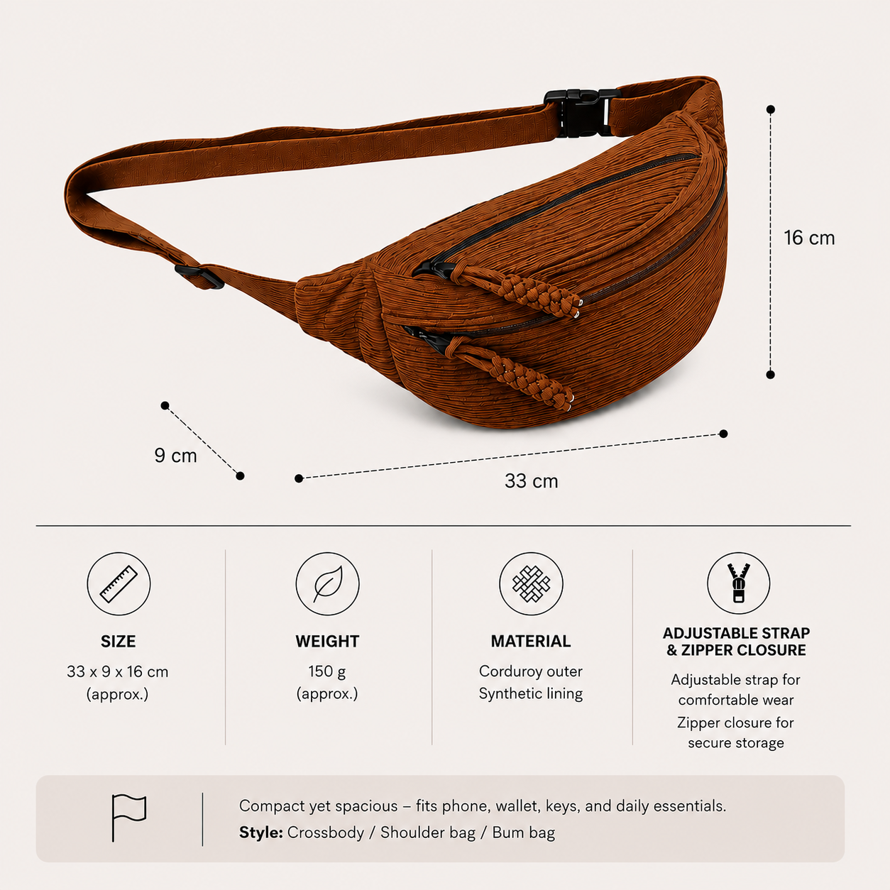 Corduroy Crossbody Bag